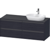 Duravit Ketho 2 wastafelonderbouwkast incl. consoleplaat met 4 laden voor waskom rechts 140x55x56.8cm met handgrepen antraciet eiken zwart mat SW772850
