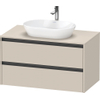 Duravit Ketho 2 wastafelonderbouwkast incl. consoleplaat met 2 laden 100x55x56.8cm met handgrepen antraciet taupe supermat SW773122