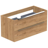 Thebalux Type onderbouwkast 100x45x50cm opbouwgreep chroom 2 softclose lades standaard greep MDF/spaanderplaat sequoia SW768373