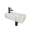 Wiesbaden Mini-Rhea Links fonteinset 36x18x9cm Carrara marmerlook wit incl. Amador fonteinkraan zwart mat SW794551
