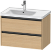 Duravit Ketho 2 wastafelonderbouwkast met 2 laden voor waskom links 78.4x45.5x54.9cm met grepen antraciet natuur eiken mat SW772791