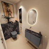 MONDIAZ TURE-DLUX 80cm toiletmeubel Dark Grey. EDEN wastafel Lava positie links. Zonder kraangat. SW1103765