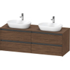 Duravit Ketho 2 wastafelonderbouwkast incl. consoleplaat met 4 laden voor dubbele waskommen 160x55x56.8cm met handgrepen antraciet donker noten mat SW772219