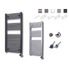 Sanicare Elektrische Design Radiator - 111.8 x 60 cm - 730 Watt - thermostaat chroom rechtsonder - inox look SW420045