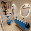 MONDIAZ TURE-DLUX 100cm toiletmeubel Jeans. EDEN wastafel Glace positie rechts. Zonder kraangat. SW1103313