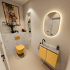 MONDIAZ TURE-DLUX 60cm toiletmeubel Ocher. EDEN wastafel Opalo positie links. Met 1 kraangat. SW1104428