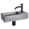 Differnz Ravo fonteinset - 38.5x18.5x9cm - Rechthoek - 1 kraangat - Gebogen matte zwarte kraan - beton donkergrijs SW705440