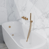 Fortifura Nebbio Badcombinatie-set - thermostaatkraan - inbouwdeel - inbouw uitbreiding - wandaansluitbocht - metalen doucheslang - staaf handdouche - badafvoer opbouw - geborsteld messing PVD (goud) SW1238037