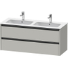 Duravit Ketho 2 wastafelonderbouwkast met 2 laden voor dubbele wastafel 128x48x55cm met grepen antraciet betongrijs mat SW771986