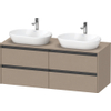 Duravit Ketho 2 wastafelonderbouwkast incl. consoleplaat met 4 laden voor dubbele waskommen 140x55x56.8cm met handgrepen antraciet Linnen mat SW772462