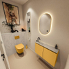 MONDIAZ TURE-DLUX 80cm toiletmeubel Ocher. EDEN wastafel Opalo positie links. Met 1 kraangat. SW1104443