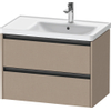 Duravit Ketho 2 wastafelonderbouwkast met 2 laden voor waskom rechts 78.4x45.5x54.9cm met grepen antraciet Linnen mat SW773073