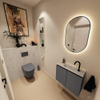 MONDIAZ TURE-DLUX 60cm toiletmeubel Dark Grey. EDEN wastafel Opalo positie midden. Met 1 kraangat. SW1104256