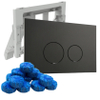 QeramiQ Push Bedieningsplaat met toiletblokjeshouder - voor Geberit UP320 inbouwreservoir - dualflush - ronde knoppen - kunststof - inclusief 12 toiletblokjes - mat zwart SW1335726