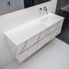 MONDIAZ VICA Badkamermeubelset - 150cm - 4 lades - wasbak Cloud rechts - 0 kraangaten - solid surface carrara marmer SW410273