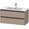 Duravit Ketho 2 wastafelonderbouwkast met 2 laden 101x48x55cm met grepen antraciet Linnen mat SW773067