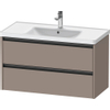 Duravit Ketho 2 wastafelonderbouwkast met 2 laden 98.4x45.5x54.9cm met grepen antraciet basalt mat SW771972