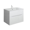 Crosswater Glide II Badkamermeubelset - 70x45x52cm - 2 lades - greeploos - softclose - glans wit - kraangat - wit SW892056