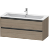 Duravit Ketho 2 wastafelonderbouwkast met 2 laden voor enkele wastafel 121x48x55cm met grepen antraciet eiken terra mat SW773151