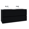 Adema Chaci Badkamermeubelset - 120x46x57cm - 2 keramische wasbakken zwart - zonder kraangaten - 2 lades - mat zwart SW809399
