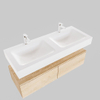 MONDIAZ ALAN 120cm - onderkast - washed oak - 2 lades - vrijhangende wastafel - 2 wasbakken - 2 kraangaten - talc SW408462