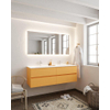 MONDIAZ VICA Badkamermeubelset - 150cm - 4 lades - wasbak Cloud dubbel - 2 kraangaten - solid surface ocher SW411143