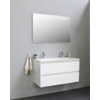 Adema Bella badmeubel met Acryl wastafel 2 kraangaten met spiegel met licht 100x55x46cm Wit hoogglans Flat Pack SW538823