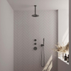 Brauer Gunmetal Edition Regendoucheset inbouw - hoofddouche 20cm - plafondarm - 3 gladde knoppen - handdouche staaf 1 stand - PVD - geborsteld gunmetal SW715852