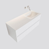 MONDIAZ VICA Badkamermeubelset - 120cm - 2 lades - wasbak Cloud rechts - 0 kraangaten - solid surface talc SW409774