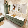 Mondiaz VICA Badkamermeubelset - 190cm - army - 4 lades - Wastafel MOON - rechts - 1 kraangat - kleur talc - XL versie 60cm hoog SW1189224
