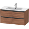 Duravit Ketho 2 wastafelonderbouwkast met 2 laden 101x48x55cm met grepen antraciet noten mat SW773093