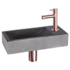 Differnz Ribble fonteinset - 38x18x8cm - Rechthoek - 1 kraangat - recht koper rose kraan - natuursteen zwart SW705446