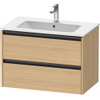Duravit Ketho 2 wastafelonderbouwkast met 2 laden 81x48x55cm met grepen antraciet natuur eiken mat SW772780
