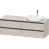 Duravit Ketho 2 wastafelonderbouwkast incl. consoleplaat met 4 laden voor waskom rechts 160x55x56.8cm met handgrepen antraciet taupe mat SW772275