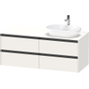 Duravit Ketho 2 wastafelonderbouwkast incl. consoleplaat met 4 laden voor waskom rechts 140x55x56.8cm met handgrepen antraciet wit supermat SW772736