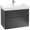 Villeroy & Boch Collaro wastafelonderkast 75.4x54.6cm 2 lades Black matt SW479567