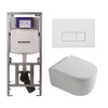 QeramiQ Dely Swirl Toiletset - 36.3x51.7cm - diepspoel - rimless - Geberit UP320 Burda inbouwreservoir - 35mm zitting - mat witte metalen bedieningsplaat - rechtehoekige knoppen - wit mat SW1138645