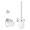 GROHE Essentials Toilet accessoireset 3-delig met toiletborstelhouder, handdoekhaak en toiletrolhouder met klep chroom 0438150