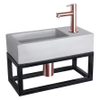 Differnz Ravo fonteinset - 38.5x18.5x25cm - Rechthoek - 1 kraangat - Recht rose koperen kraan - met zwart frame - beton lichtgrijs SW373219