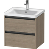 Duravit Ketho 2 wastafelonderbouwkast met 2 laden 58.4x45.5x54.9cm met grepen antraciet eiken terra mat SW773058