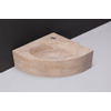 Forzalaqua Turino hoekftontein 30x30x10cm 1 kraangat zonder kraan natuursteen Travertin gezoet SW67666