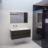 MONDIAZ VICA Badkamermeubelset - 120cm - 2 lades - wasbak Cloud links - 0 kraangaten - solid surface dark brown SW409916
