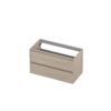 INK Wastafelonderkast - 90x45x52cm - 2 lades - greeploos - houten keerlijst - MFC Ivoor eiken SW798468