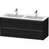 Duravit Ketho 2 wastafelonderbouwkast met 2 laden voor dubbele wastafel 128x48x55cm met grepen antraciet eiken zwart mat SW772004