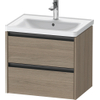 Duravit Ketho 2 wastafelonderbouwkast met 2 laden 63.4x45.5x54.9cm met grepen antraciet eiken terra mat SW772384