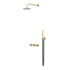 IVY Tribe Regendoucheset - inbouw - symmetry - 2 stopkranen - 20cm plafondbuis - 25cm medium hoofddouche - glijstang met uitlaat - 150cm doucheslang - staafmodel handdouche - RVS316 - geborsteld mat goud PVD SW1032294