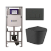 QeramiQ Dely Toiletset - 36.3x51.7cm - diepspoel - rimless - Geberit UP320 Burda inbouwreservoir - softclose toiletzitting - bedieningsplaat antraciet mat - rechtehoekige knoppen - mat zwart SW1164255