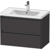 Duravit Ketho 2 wastafelonderbouwkast met 2 laden 78.4x45.5x54.9cm met grepen antraciet grafiet supermat SW772979