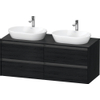 Duravit Ketho 2 wastafelonderbouwkast incl. consoleplaat met 4 laden voor dubbele waskommen 140x55x56.8cm met handgrepen antraciet eiken zwart mat SW772847