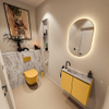MONDIAZ TURE-DLUX 60cm toiletmeubel Ocher. EDEN wastafel Glace positie links. Met 1 kraangat. SW1103355